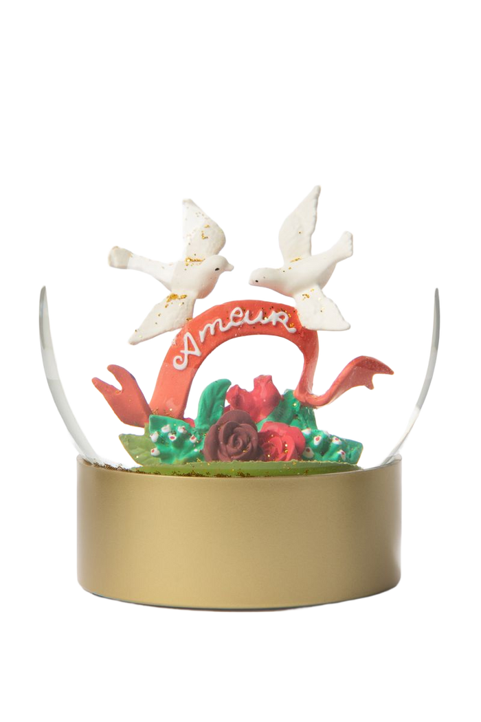 Sissy-Boy Glazen sneeuwbol met kerst duifjes