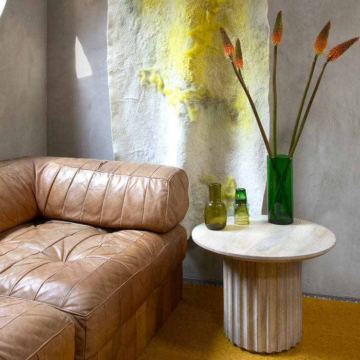 Raw Materials Bullnose bijzettafel naturel Reversed Fluted - 55 cm