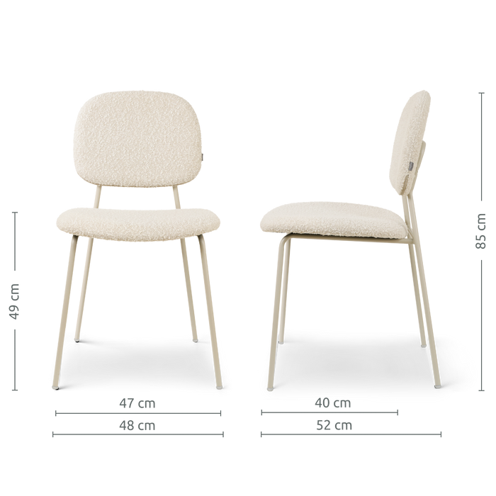 Nolon Jasmijn Eetkamerstoel Bouclé Beige - Grijsbeige