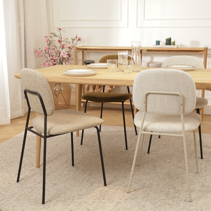 Nolon Jasmijn Eetkamerstoel Bouclé Beige - Grijsbeige