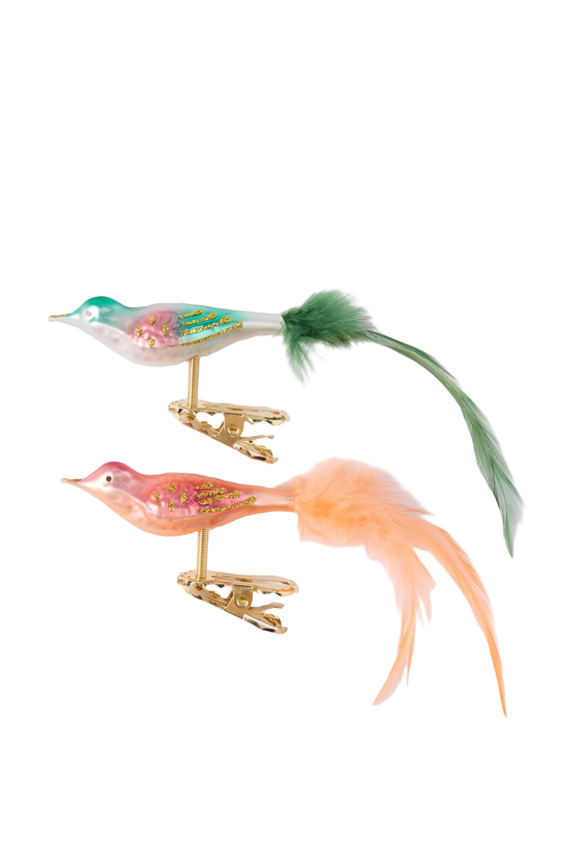 Sissy-Boy Multicolour kerst ornamenten set vogel met clip