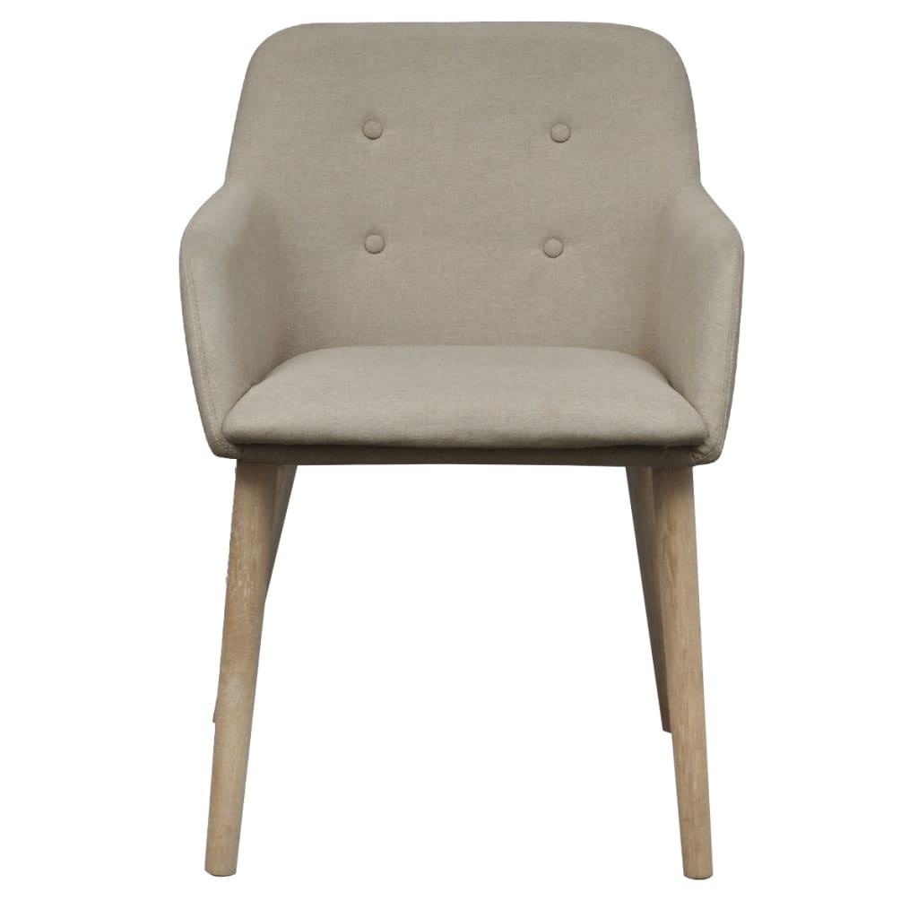 vidaXL Eetkamerstoelen 6 st stof en massief eikenhout beige