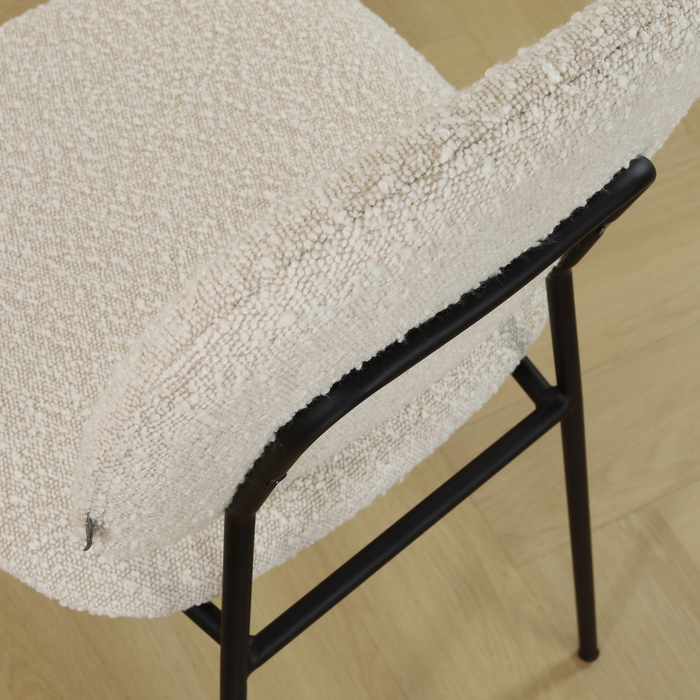 Nolon Jasmijn Eetkamerstoel Bouclé Beige - Zwart