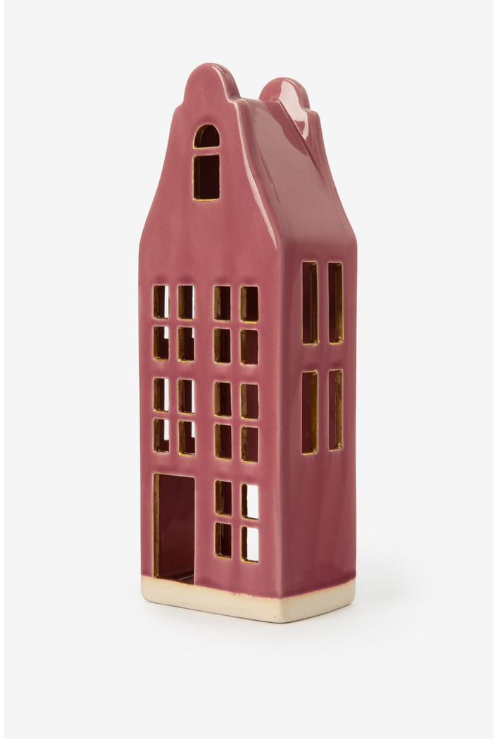 Sissy-Boy Donkerpaars waxinelichthouder huisje met klokgevel