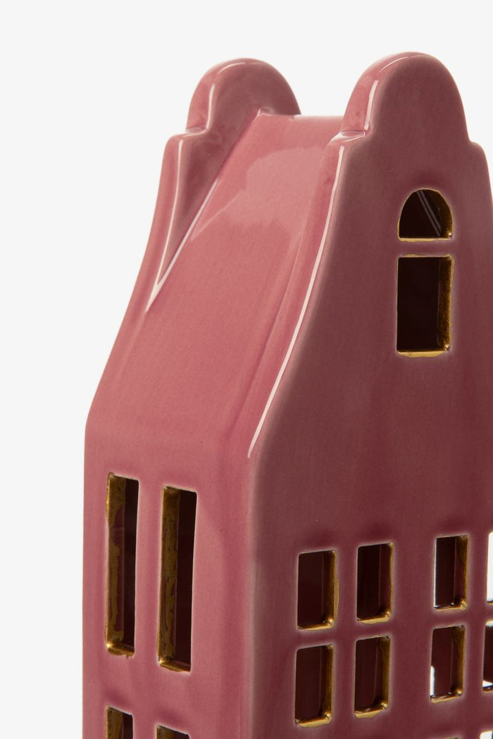 Sissy-Boy Donkerpaars waxinelichthouder huisje met klokgevel