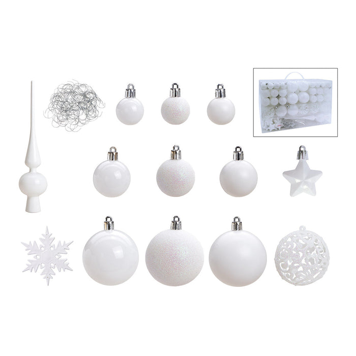 SVJ Kerstballen 3|4|6 cm - 12x36x23 cm - Kunststof - Wit - Set van 111