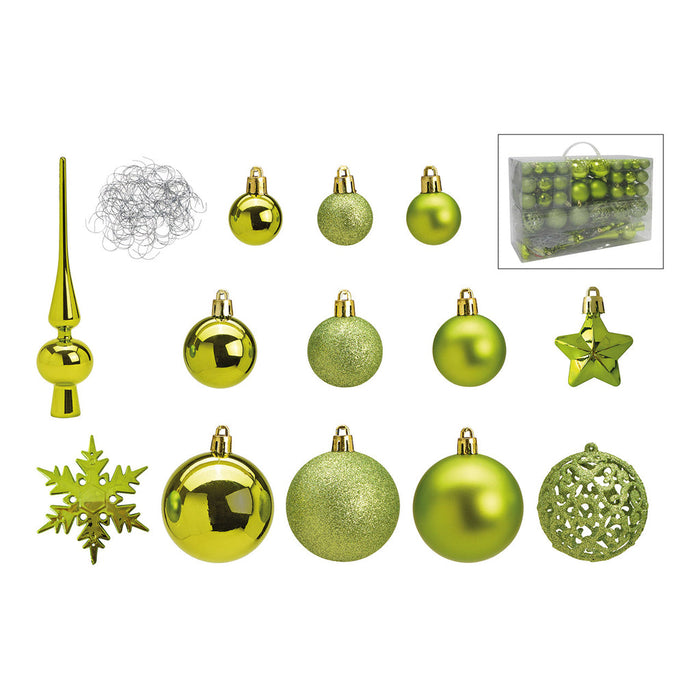 SVJ Kerstballen 3|4|6 cm - 12x36x23 cm - Kunststof - Groen - Set van 111