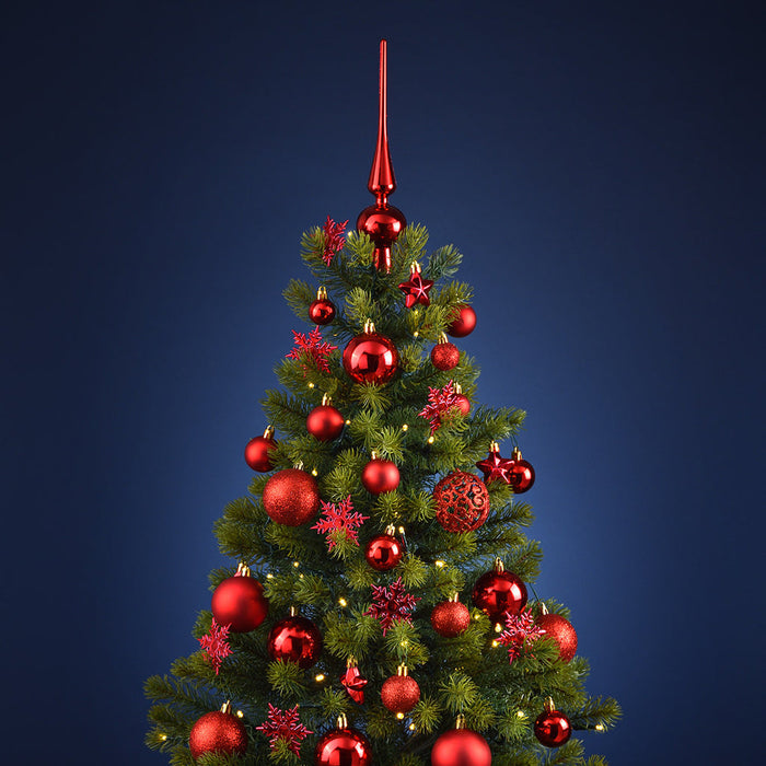 SVJ Kerstballen 3|4|6 cm - 12x36x23 cm - Kunststof - Rood - Set van 111