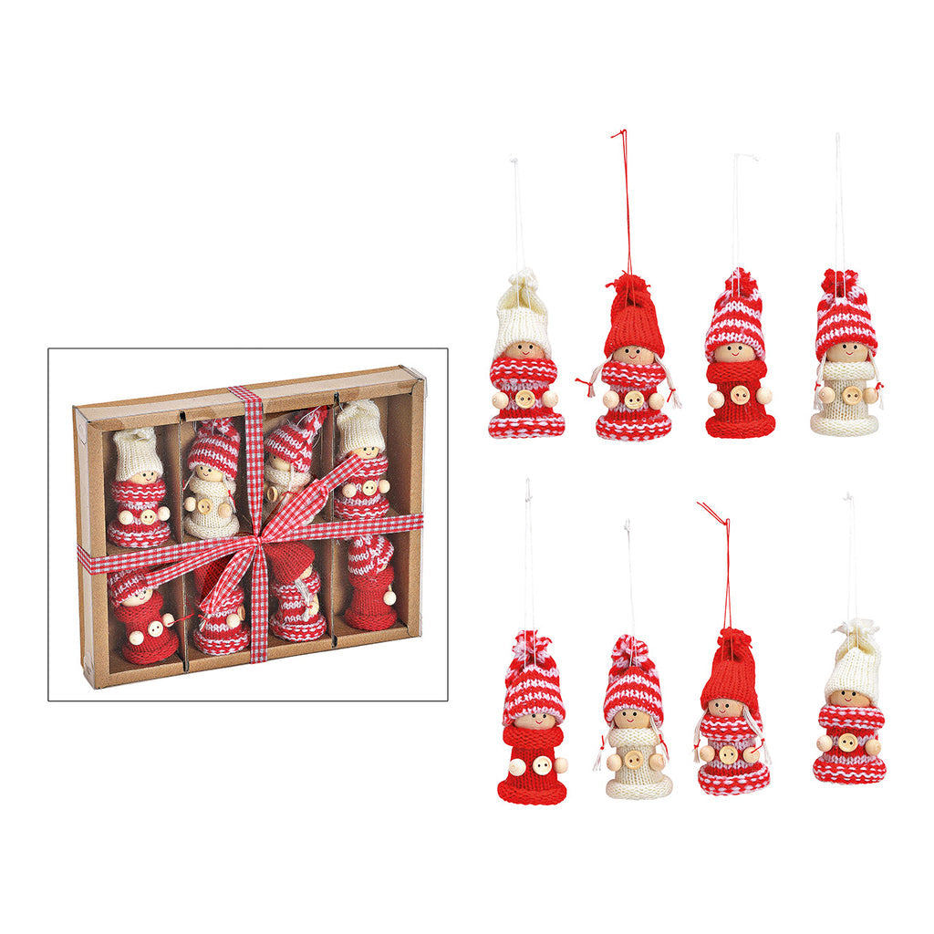 SVJ Kersthanger Winter kind - 3x20x16 cm - Textiel - Rood - Set van 8