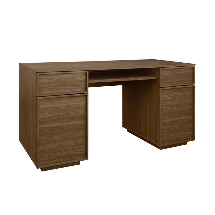 sweeek - Bureau houteffect bureau 2 deuren 2 laden 1 nis 140cm