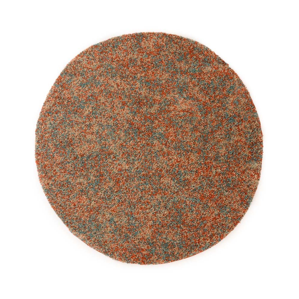 Tapeso Rond hoogpolig vloerkleed - Blend oranje|blauw - 160 cm