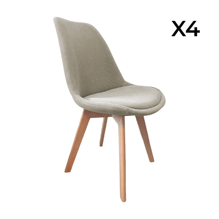sweeek - Corduroy Scandinavische stoelen met beukenhouten poten (set