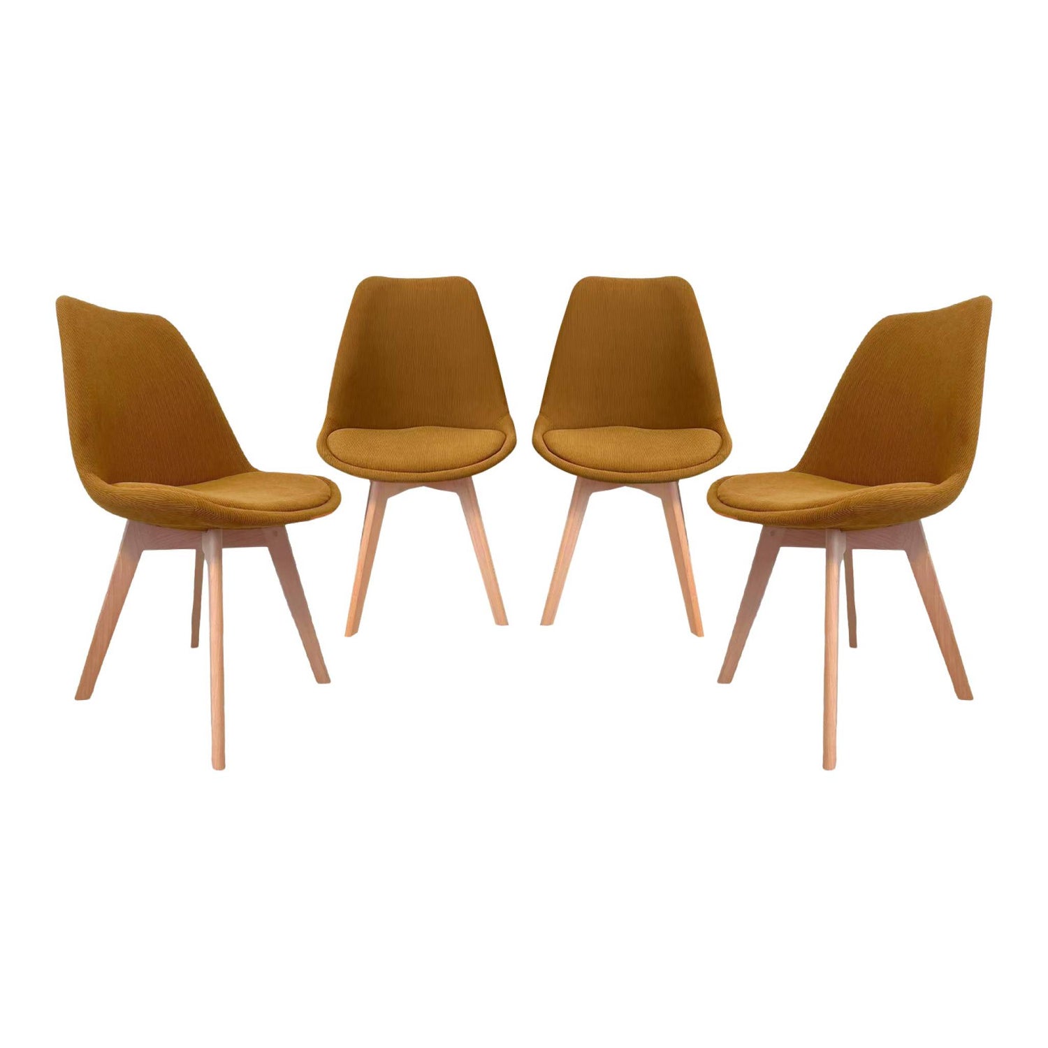 sweeek - Corduroy Scandinavische stoelen met beukenhouten poten (set