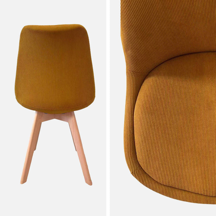 sweeek - Corduroy Scandinavische stoelen met beukenhouten poten (set