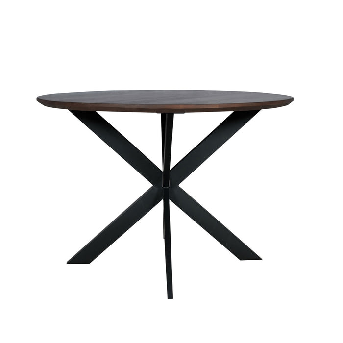 StarFurn - Eettafel Rond Walnoot|Zwart - 110x110x76cm - Madison