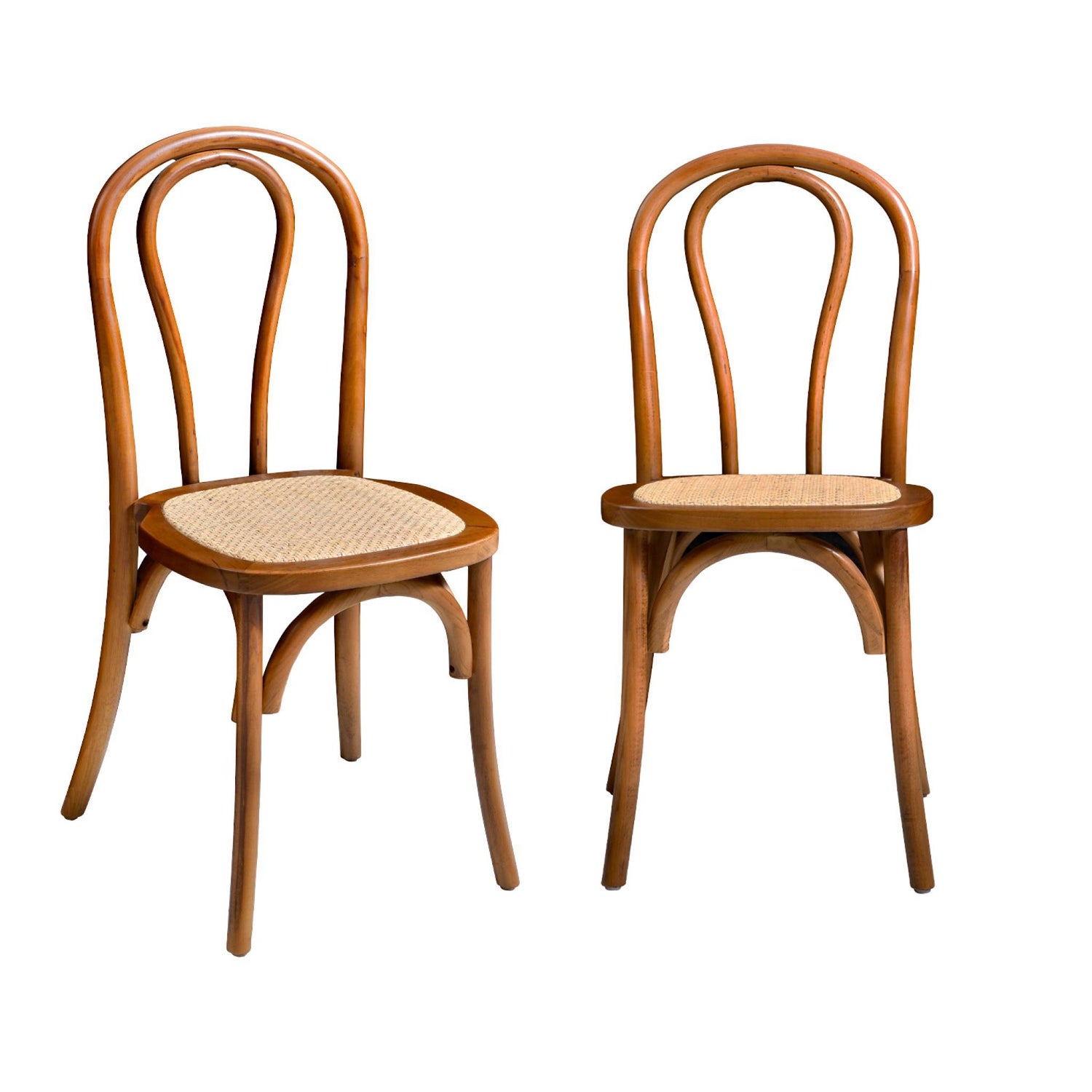 sweeek - Vintage rubberhouten en rotan stoelen (set van 2)