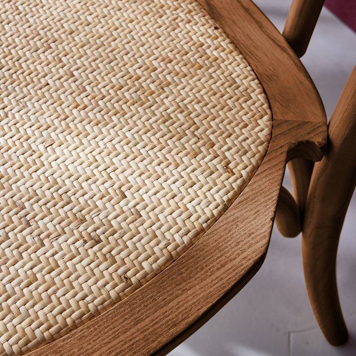 sweeek - Vintage rubberhouten en rotan stoelen (set van 2)