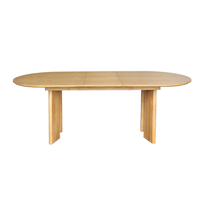 sweeek - Ovale uitschuifbare eettafel rubberhout en eikenfineer 6-8