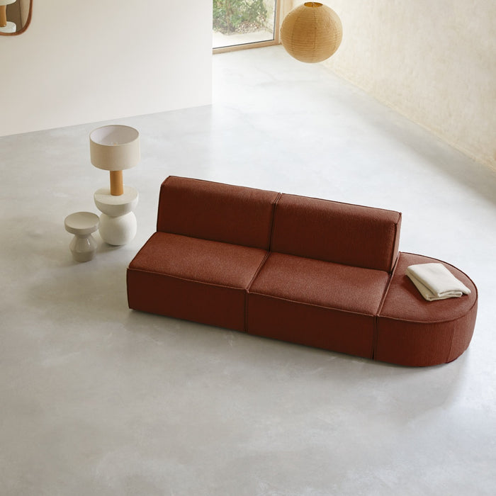 Tikamoon - Dario modulaire 2-zitsbank van mahoniebruine stof