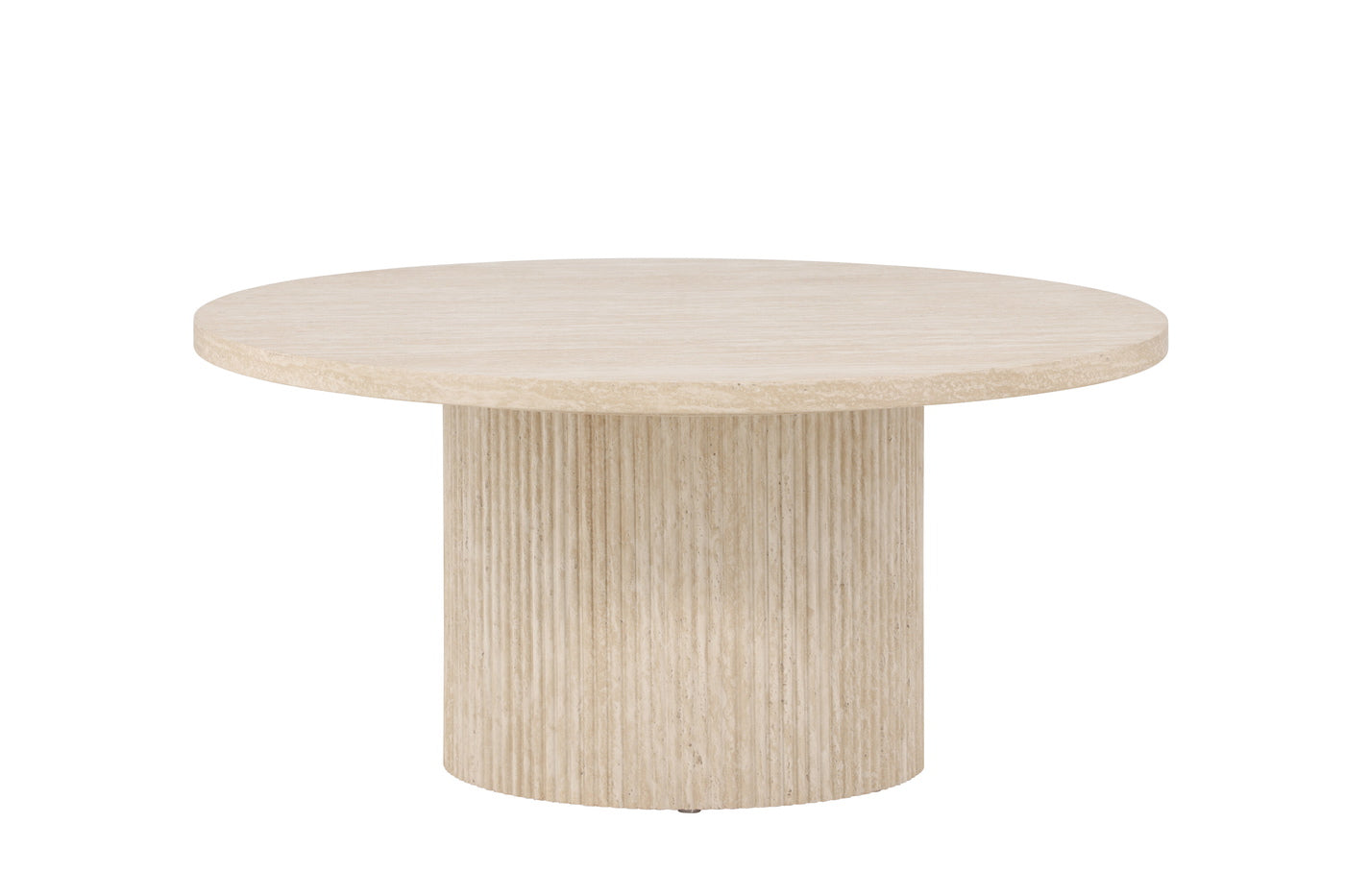 Fjôrd - Salontafel Rond - Beige Travertinlook MDF - 80x80x38cm - Härön