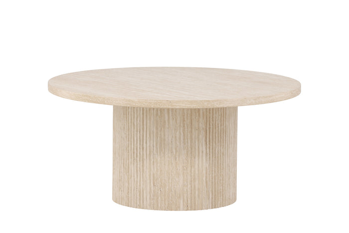 Fjôrd - Salontafel Rond - Beige Travertinlook MDF - 80x80x38cm - Härön