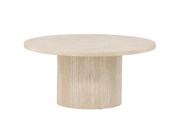 Fjôrd - Salontafel Rond - Beige Travertinlook MDF - 80x80x38cm - Härön
