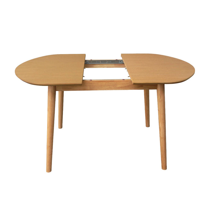 sweeek - Ovale eettafel verlengbaar rubberhout en eiken fineer 4-6