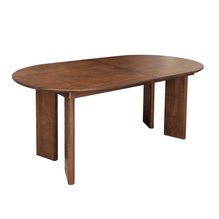 sweeek - Ovale uitschuifbare eettafel rubberhout en eikenfineer 6-8