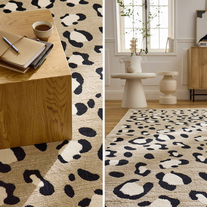 sweeek - Beige luipaardmotief binnentapijt