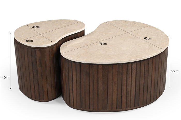 Brix - Salontafel  Sorai Bottecino Set van 2 - 38x50x40cm