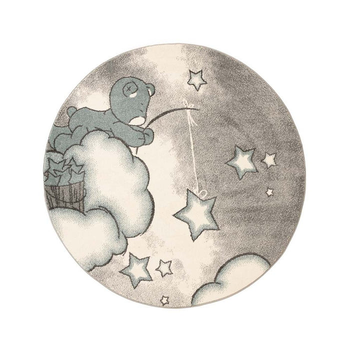 Tapeso Kindervloerkleed rond - Beer blauw - 120 cm