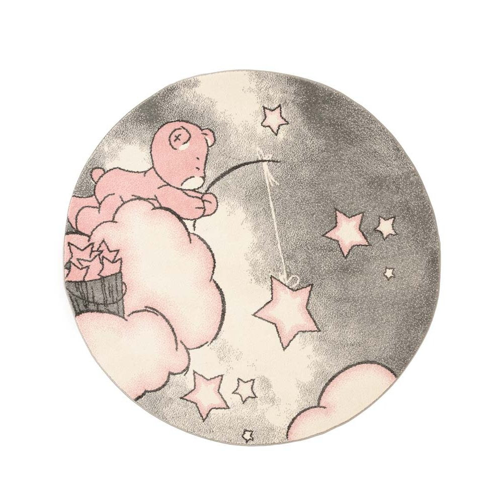 Tapeso Kindervloerkleed rond - Beer roze - 120 cm