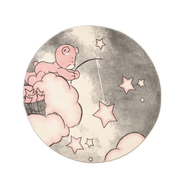 Tapeso Kindervloerkleed rond - Beer roze - 120 cm