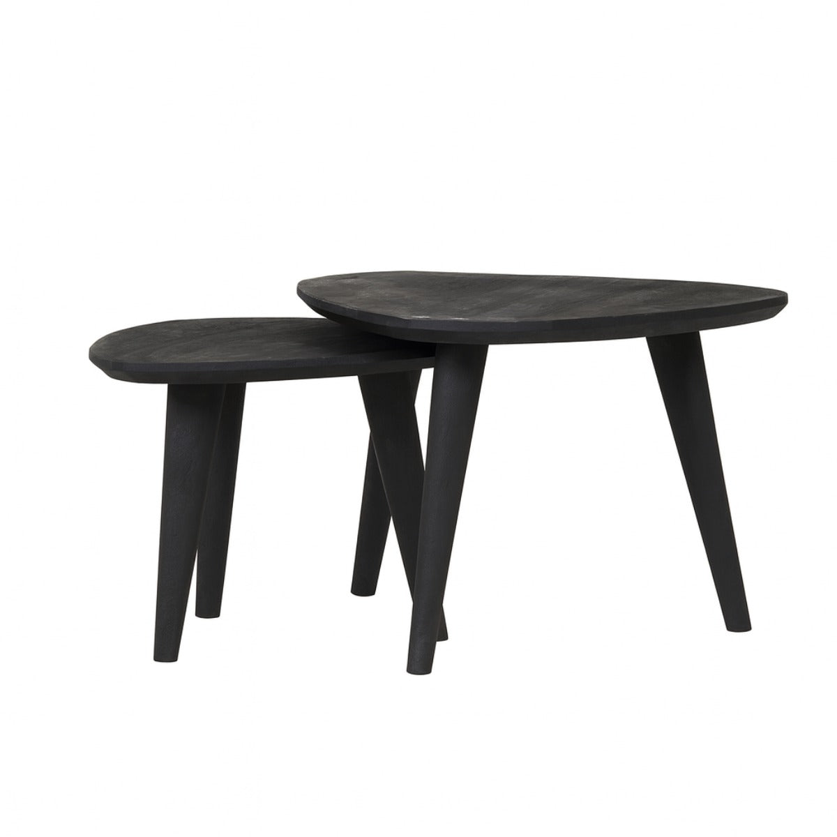 StarFurn - Salontafel Organisch Zwart Hout - Set van 2 - Omaha