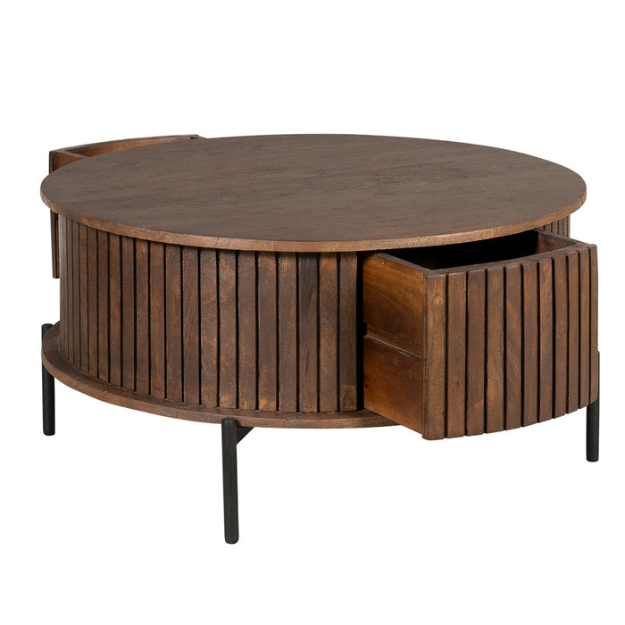 StarFurn - Salontafel Rond Bruin Hout - 80x80x40cm - Madison