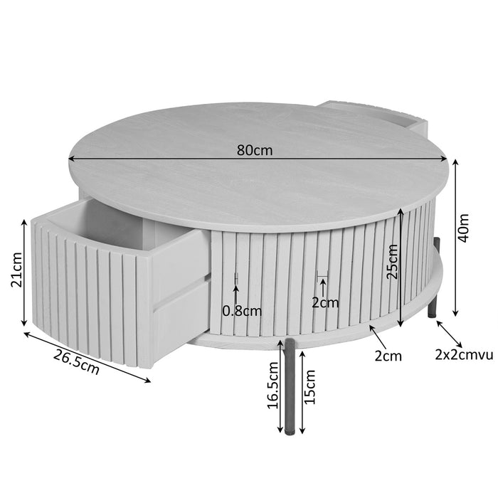 StarFurn - Salontafel Rond Bruin Hout - 80x80x40cm - Madison