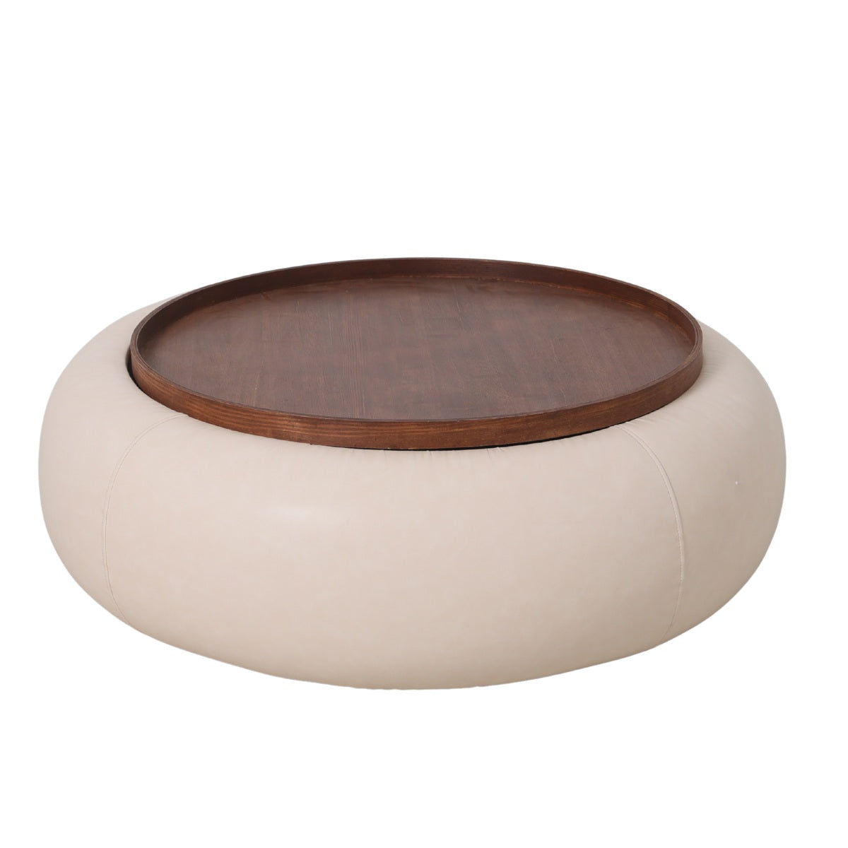 DÉJA Living - Salontafel - Beige|Walnoot - PU - Ø102cm - Draby