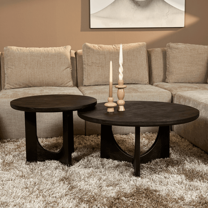 StarFurn - Salontafel Rond Zwart Hout - 80x80x40cm - Guus