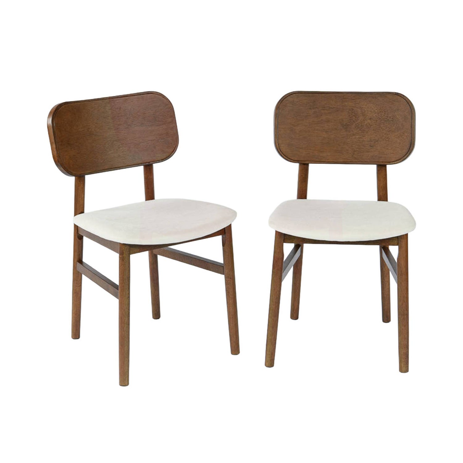 sweeek - Vintage stoelen rubberhout en stof (set van 2)