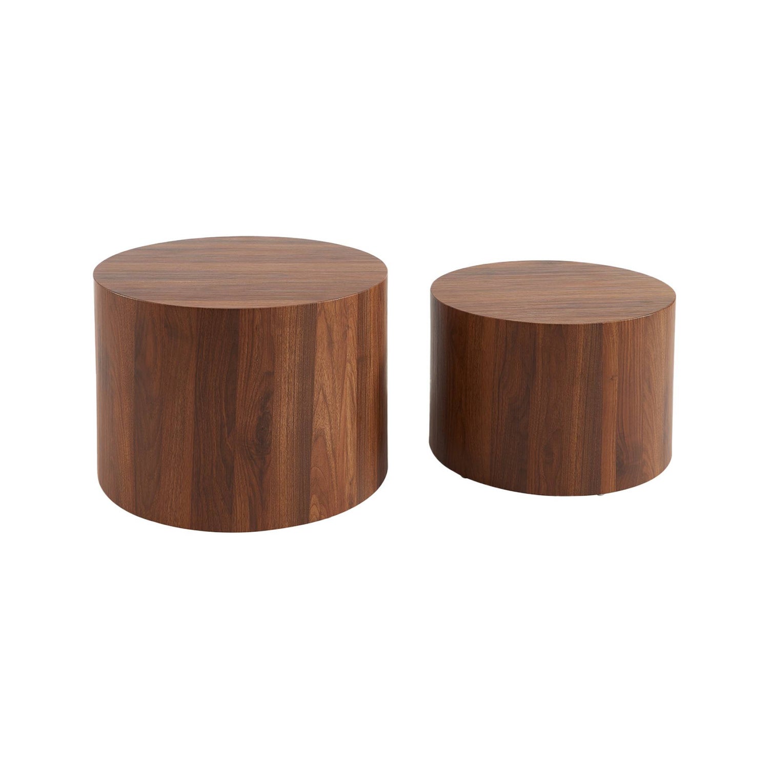 sweeek - Set van 2 ronde salontafels met houteffect