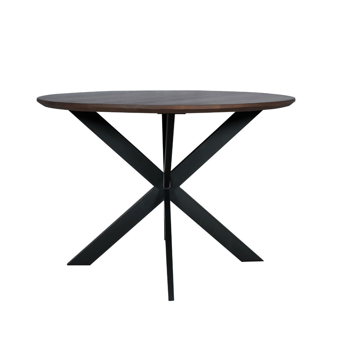 StarFurn - Eettafel Rond Walnoot|Zwart - 130x130x76cm - Madison