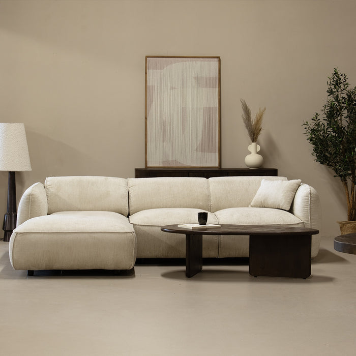 Giga Meubel - Chaise Longue Bank Beige Stof - 3-zits Links - Lyon