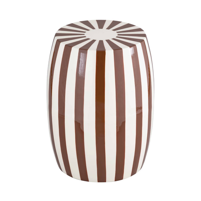 sweeek - Bijzettafel, nachtkastje van gestreept geëmailleerd staal Ø35