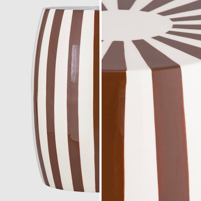 sweeek - Bijzettafel, nachtkastje van gestreept geëmailleerd staal Ø35