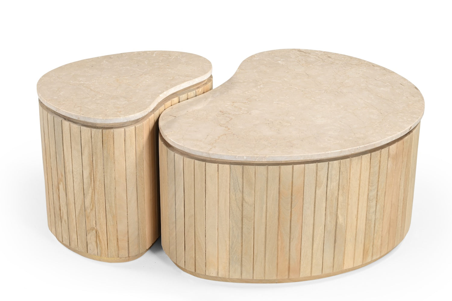 Brix - Salontafel  Sorai Natural Bottecino Set van 2 - 38x50x40cm