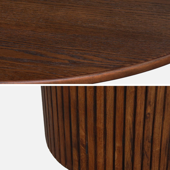 sweeek - Ronde eettafel van rubberhout en eikenfineer 4 plaatsen