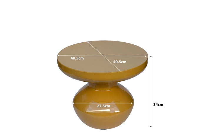 Livingfurn - Bijzettafel Rond - Geel Staal - 41x40,5x34cm - Brix