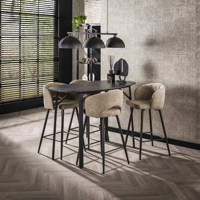 Giga Meubel - Bartafel Keramieklook - 140x75x92cm - Deens Ovaal