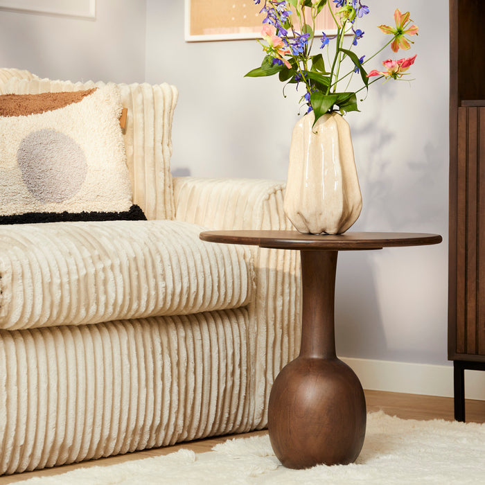 StarFurn - Bijzettafel Rond Bruin Hout - 50x50x45cm - Donna