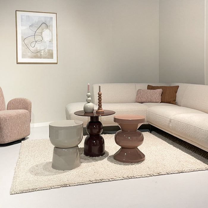 Livingfurn - Bijzettafel Rond - Roze Staal - 36x36x47cm - Brix